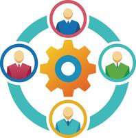 Harmonious Collaboration Emblem People and Gear Symbolizing Group Unity and Cooperation, Unity Circle vector