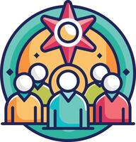 Unified Front in Action Teamwork Icon with People and Gear Illustrating Community Efforts, Unity Circle Icon Transparent Background vector