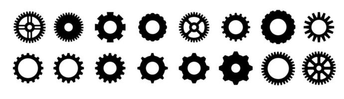 Gears shapes line icons. Flat machine gear icon. Wheel cogwheel . Simple outline isolated elements. Black gear. vector