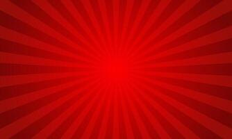 Red radial burst background with light vector