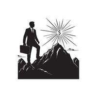 businessman on a mountain peak vector