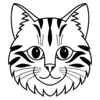 a cat's face is outlined in black and white vector