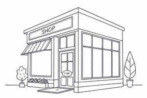 a line drawing of a shop front vector