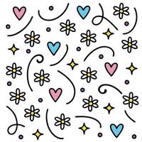 a pattern with hearts and flowers on it vector