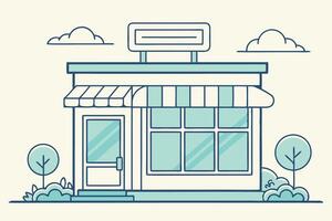 a small store front with a sign on it vector