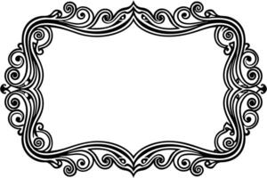 black and white ornate frame with swirls ona white background vector