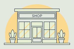 an illustration of a shop front with a sign that says shop vector
