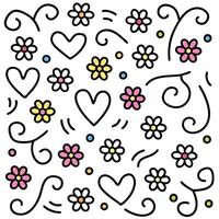 a pattern with hearts and flowers on i vector