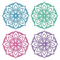 four different colored flower designs vector