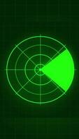 Rotating Green Radar Signal Display with Futuristic Scanning Effect Vertical video