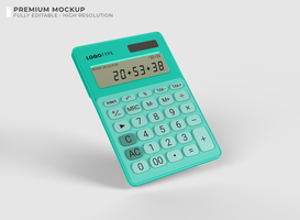 mockup of calculator floating with numbers in scene psd