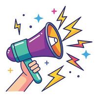 megaphone with lightning and stars vector
