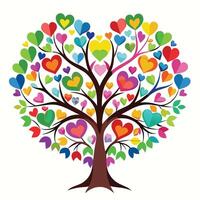 a colorful tree with hearts in the shape of a heart vector