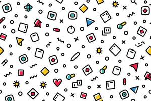 colorful pattern with various shapes symbols vector