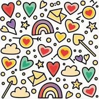 a colorful pattern with rainbows and other symbols vector
