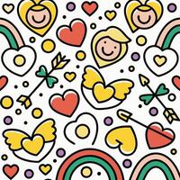 seamless pattern with hearts and rainbows vector