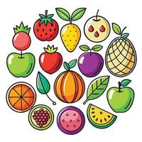 fruit icons set in a circle vector