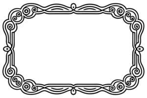 a black and white drawing of frame with a scroll on a white background vector