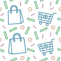 shopping cart and shopping bag seamless pattern vector