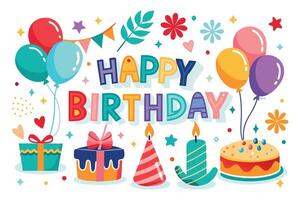 happy birthday card wit vector