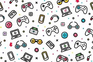 colorful pattern with game controllers vector