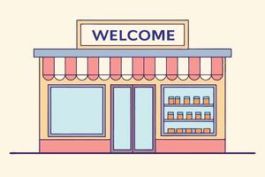 a welcome sign on a store front vector