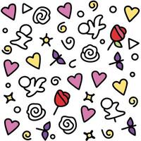 a pattern with hearts and roses vector