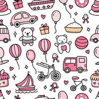 pink seamless pattern with various items vector