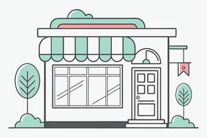 a small business building with awning and trees vector