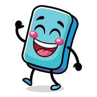 a cartoon blue ice cube character with a smile vector