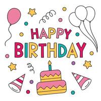hbackground appy birthday card with balloons and confetti vector