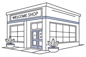 a cartoon building with the word welcome shop on it vector