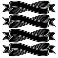 set of black ribbons illustration in white background vector