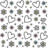 background pattern with hearts and flowers on it vector