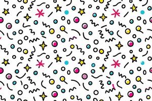 seamless pattern with colorful dots and stars in white background vector