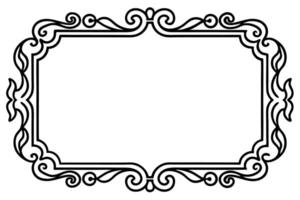a black and white drawing frame with a scroll vector