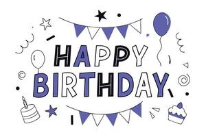 card with balloons, confetti and other items vector