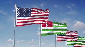 A Row Of United States And Abkhazia Flags video