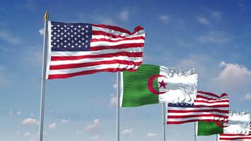 A Row Of United States And Algeria Flags video