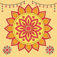 a colorful indian design on a yellow background vector