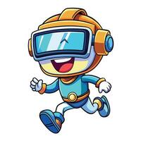 cartoon astronaut running with goggles on vector