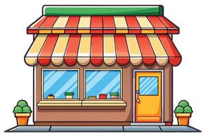 a cartoon shop front with a window and a door vector