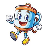 cartoon water bottle character running with a smile vector