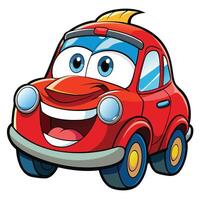 cartoon car with smiling face icon vector