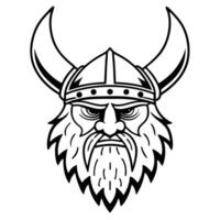 viking head with horns and a beard vector