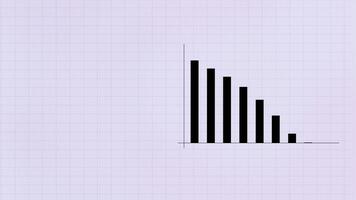 Animated infographic graph bar chart decreasing in a grid background, suitable for presentations about declining sales, declining trends, business bankruptcy and economic crisis. video