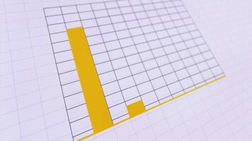 Animated yellow graph down illustration of falling prices, reduction in value, and business loss report. video