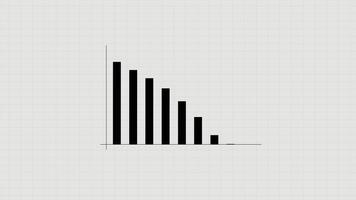 Animated graph bar going downwards, animation of chart falling down, illustration of failure, business loss and declining trend. video