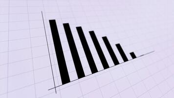 Graph bar chart falling down animation, close up business loss report suitable for motion graphic footage about finance, stock market, investment and economic growth. video
