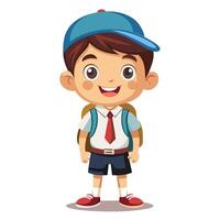 a cartoon boy wearing a school uniform and backpack vector